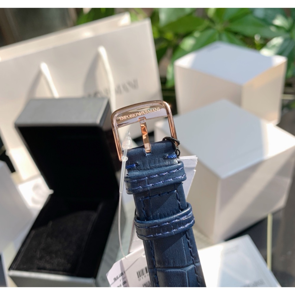 Emporio Armani 鏤空面盤 藍色皮帶 AR1947 阿瑪尼 自動上鍊機械錶-細節圖7