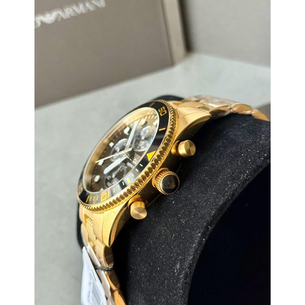 Emporio Armani 黑面金色鋼帶 三眼 AR5857 阿瑪尼男錶-細節圖3