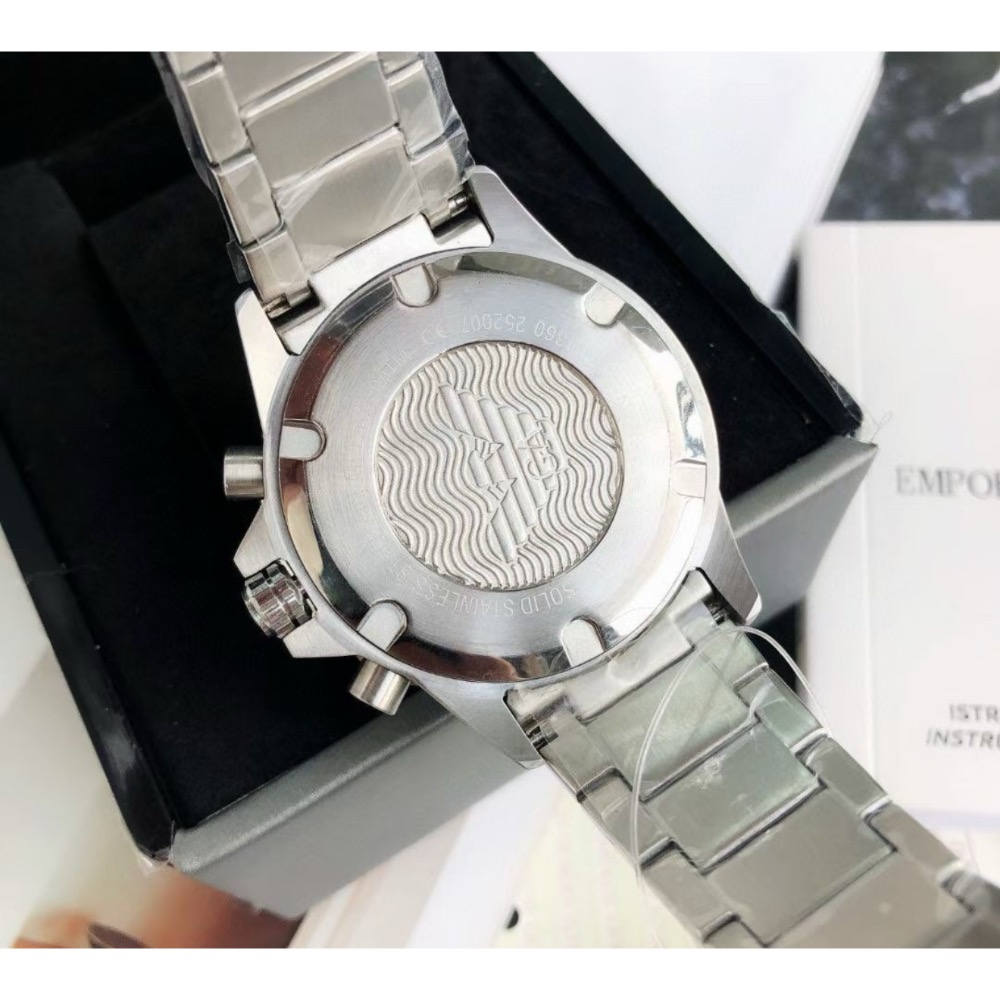 Emporio Armani 黑面銀色鋼帶 三眼男錶 AR11360 阿瑪尼錶-細節圖5