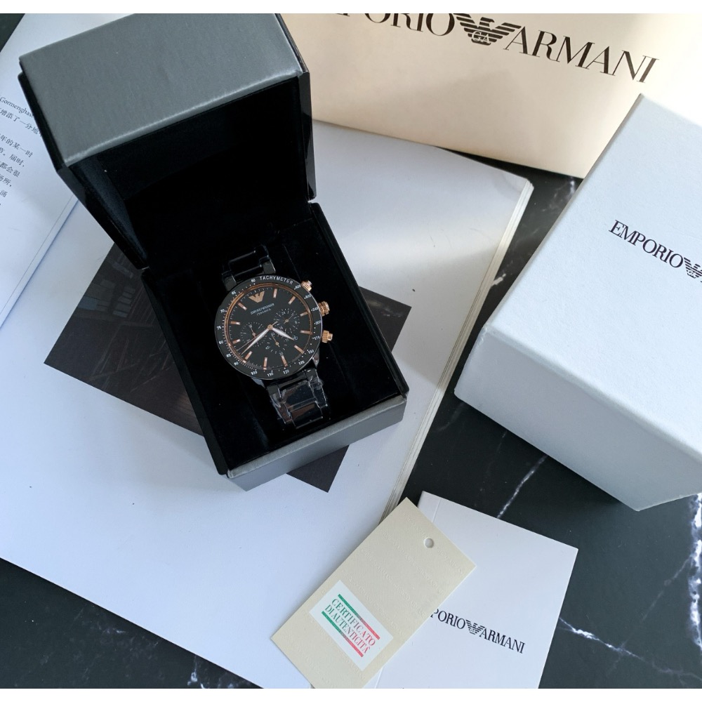 Emporio Armani 黑面陶瓷錶帶 AR70002 阿瑪尼三眼男錶-細節圖7