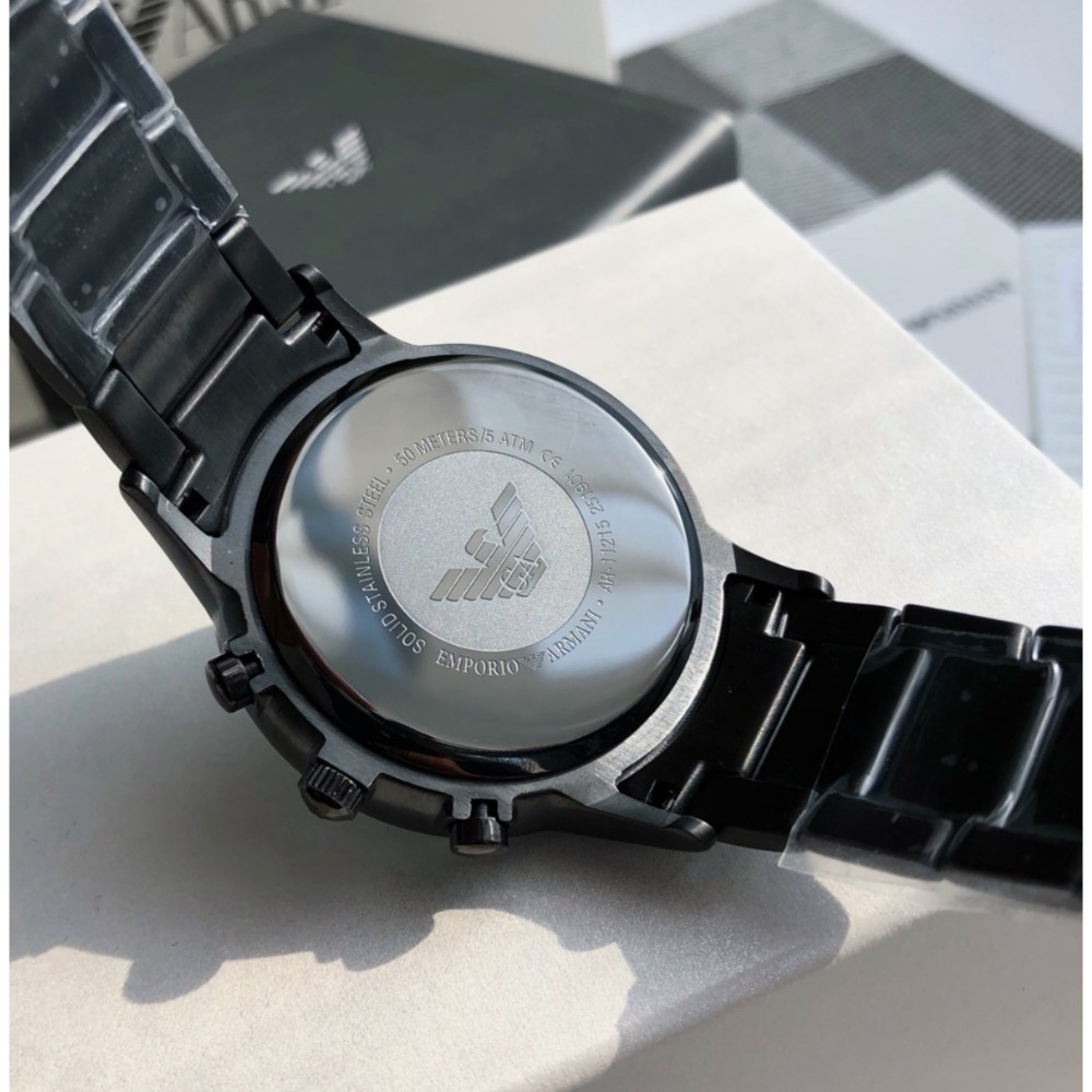 Emporio Armani 藍面鐵灰色鋼帶 AR11215 阿瑪尼三眼男錶-細節圖4