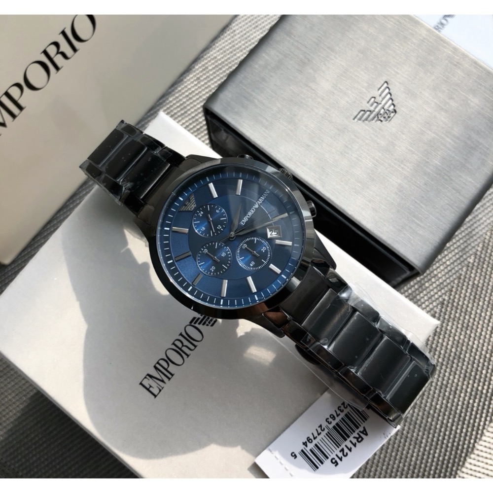 Emporio Armani 藍面鐵灰色鋼帶 AR11215 阿瑪尼三眼男錶-細節圖5