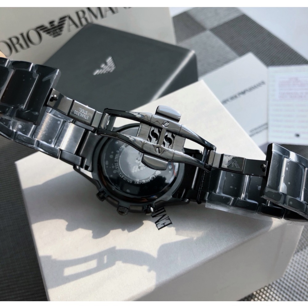 Emporio Armani 藍面鐵灰色鋼帶 AR11215 阿瑪尼三眼男錶-細節圖6