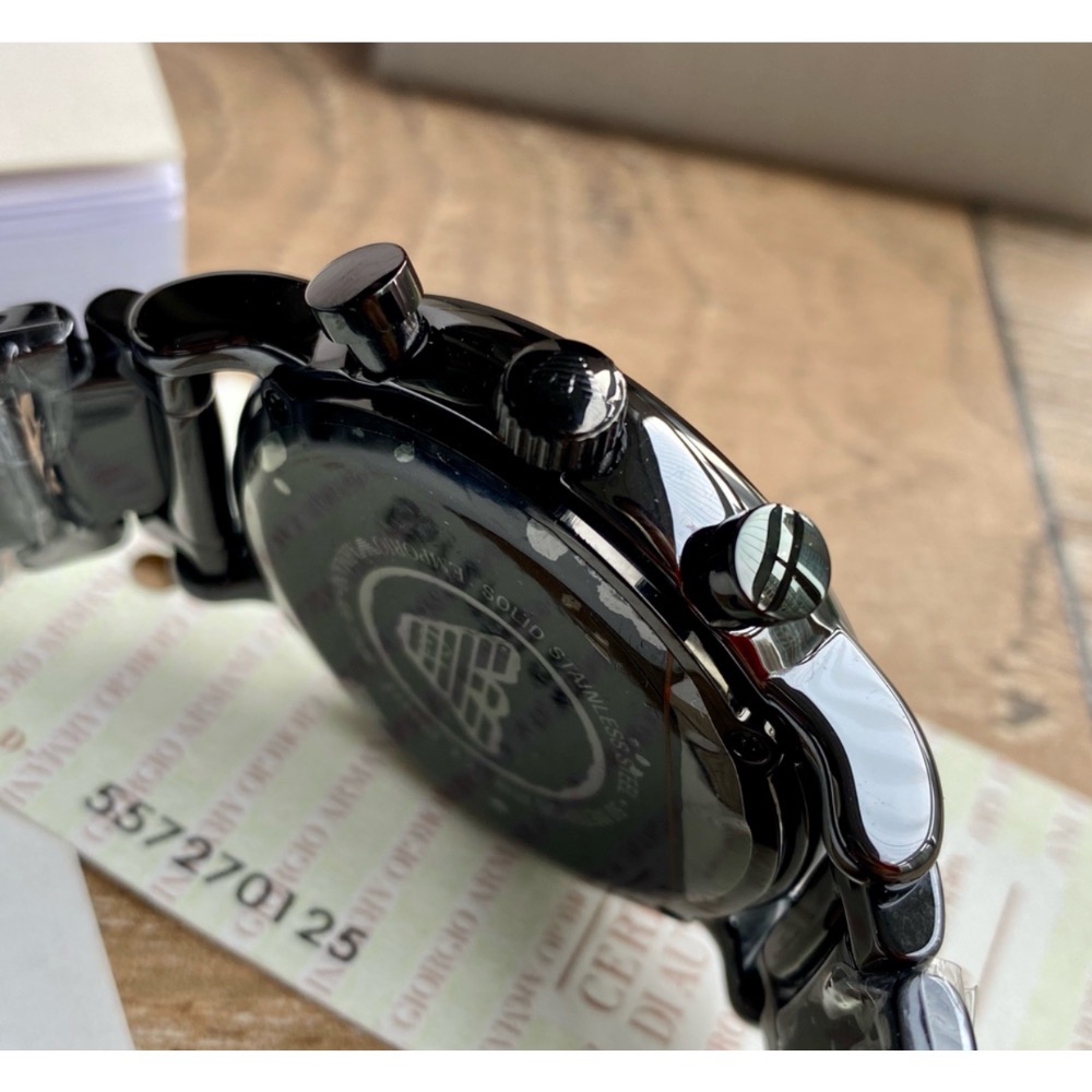 Emporio Armani 黑面黑色陶瓷錶帶 AR1509 阿瑪尼三眼男錶-細節圖6