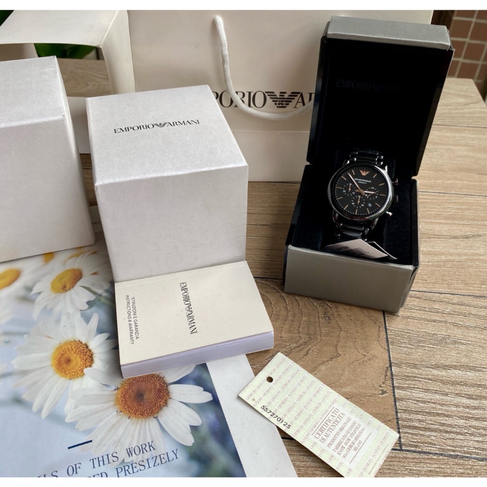 Emporio Armani 黑面黑色陶瓷錶帶 AR1509 阿瑪尼三眼男錶-細節圖7