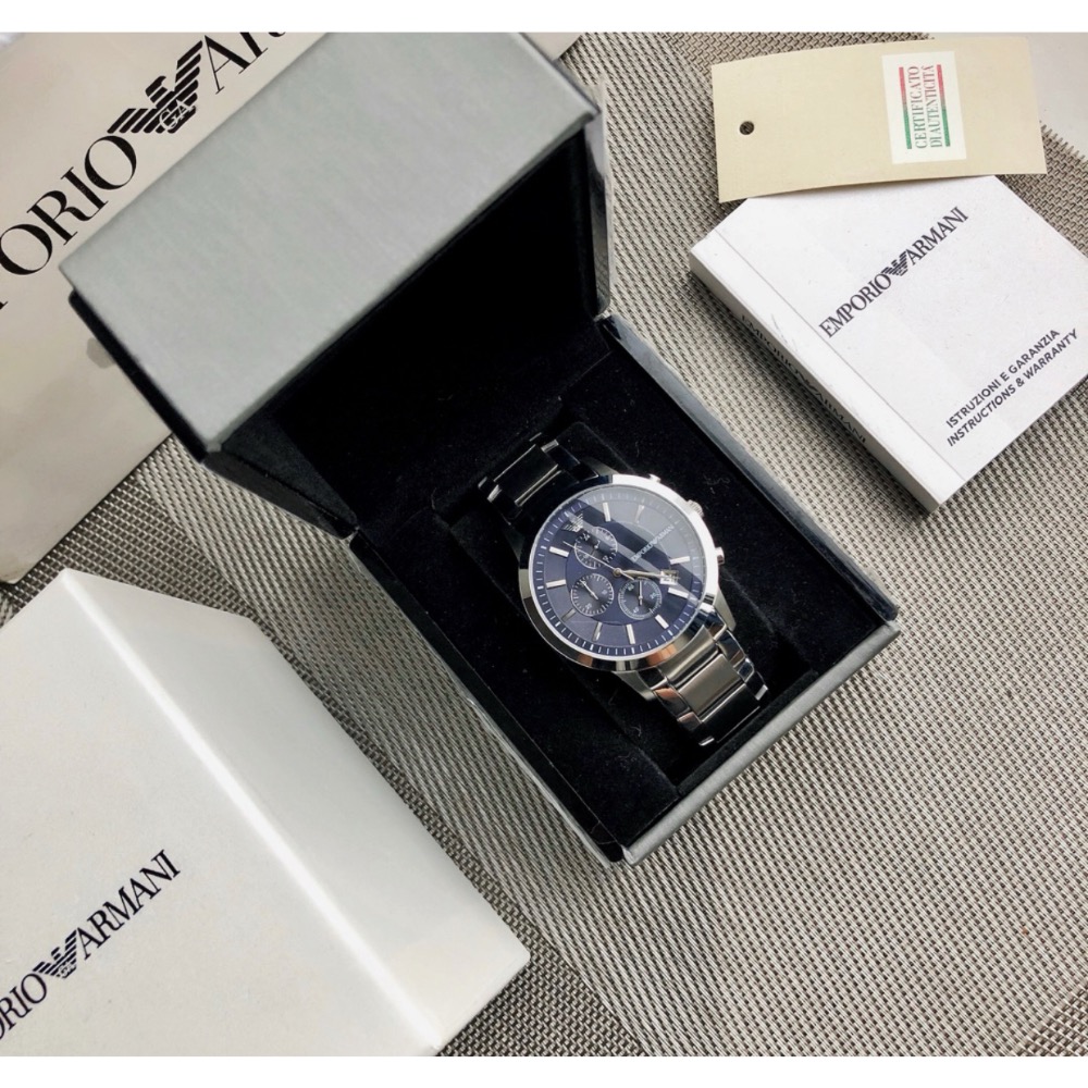 Emporio Armani 藍面鋼帶 AR11164 阿瑪尼三眼男錶-細節圖2