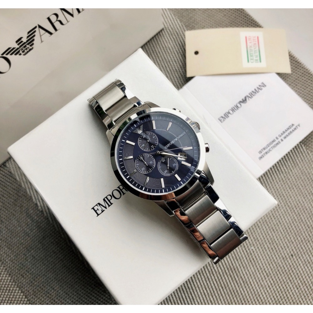 Emporio Armani 藍面鋼帶 AR11164 阿瑪尼三眼男錶-細節圖4