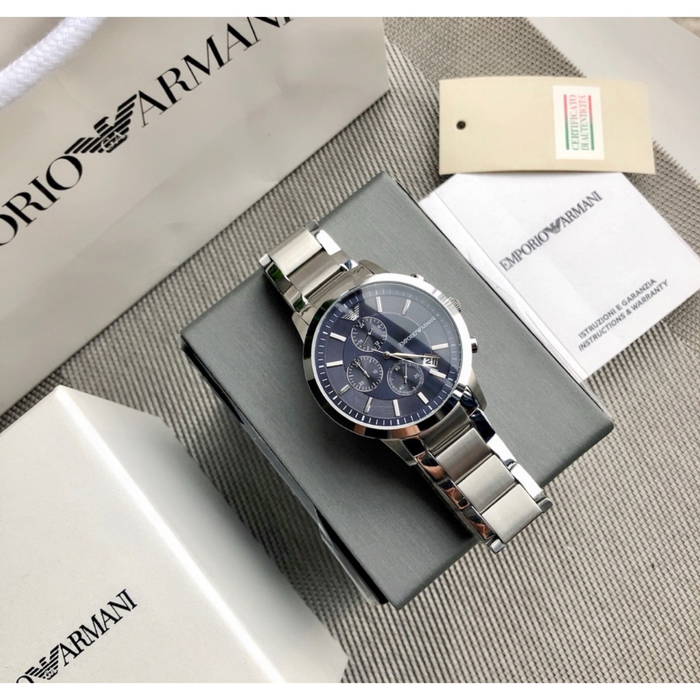 Emporio Armani 藍面鋼帶 AR11164 阿瑪尼三眼男錶-細節圖7