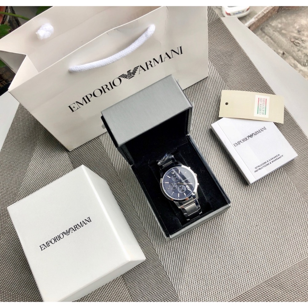 Emporio Armani 藍面鋼帶 AR11164 阿瑪尼三眼男錶-細節圖8