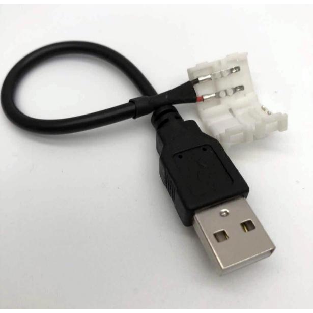 ►572◄10mm 2P免焊卡扣轉USB連接線 LED燈條免焊連接器 燈帶電源連接 適用5050 LED燈條-細節圖3