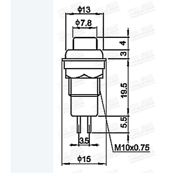 ►326-327◄DS-211 圓形按鈕開關 紅色 綠色 帶鎖 自鎖 有段 開孔10MM-細節圖3