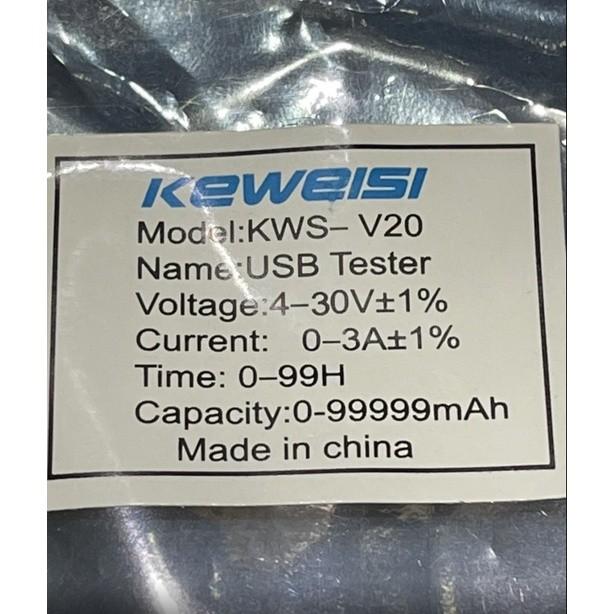 ►2827◄USB電壓電流錶 功率 容量 移動電源測試檢測儀 KWE-V20透明藍 KEWEISI-細節圖2