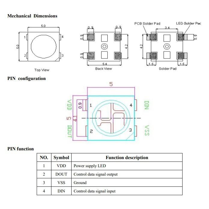 ►1719◄WS2812B 5050 四腳內置驅動IC 可編程式 幻彩 LED 燈珠-細節圖2