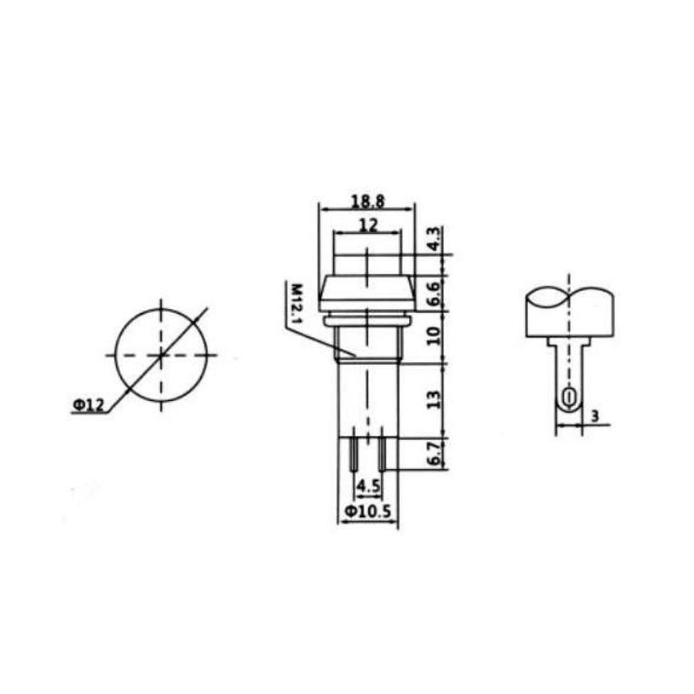 ►2526-2527◄PBS-11B 12mm圓形按鈕開關 復位 無段開關 常開按鈕 重置按鈕開關 125V3A-細節圖2
