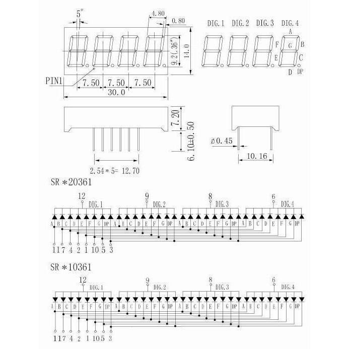 ►135-136◄七段顯示器 紅色 4位 共陰 共陽 0.36吋 0.36-細節圖2