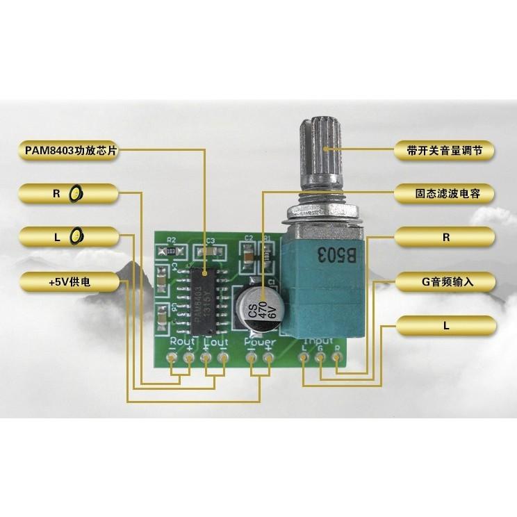 ►282◄PAM8403 超微型 數位 功率 放大器 音源可調 開關 可USB 供電 3瓦 HiFi-細節圖2