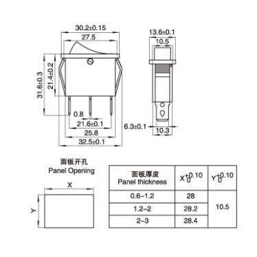 ►650◄船型開關 3腳2檔 帶燈 15A 250V 面板31X13.7MM-細節圖2