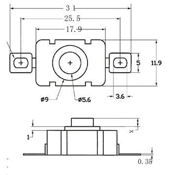 ►1026◄KAN-28 強光手電筒開關1.5A250V 自鎖 貼片式 18 x 12mm按鈕開關-細節圖2