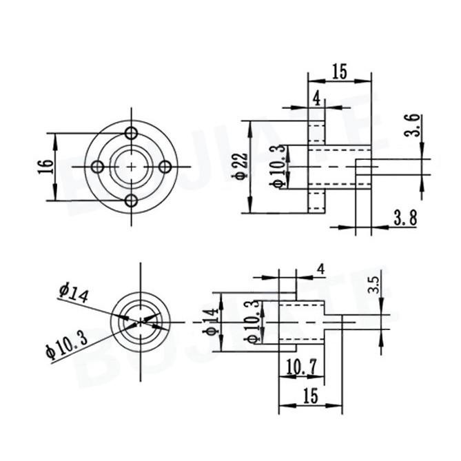►1348◄3D印表機 配件 T8銅螺母消間隙消回差螺母梯型不銹鋼螺桿 紋距2mm導程8mm-細節圖2