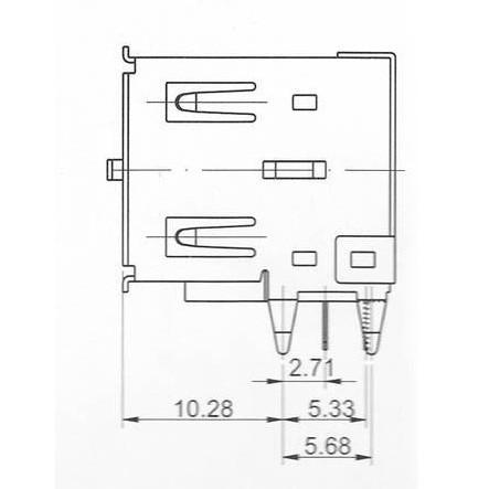 ►1484◄USB 2.0 A母雙層 USB雙介面 A型USB母座90度 母口 雙層A母 USB 連接器-細節圖4