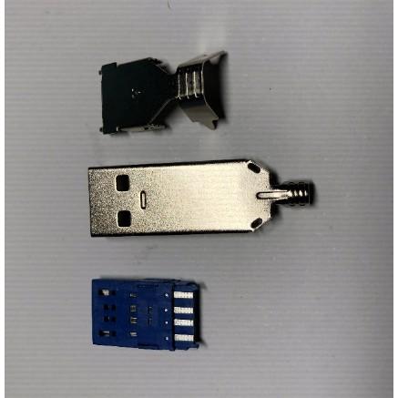 ►1488◄USB3.0 連接器 3.0 AM 公頭 焊線三件式 藍膠芯-細節圖2