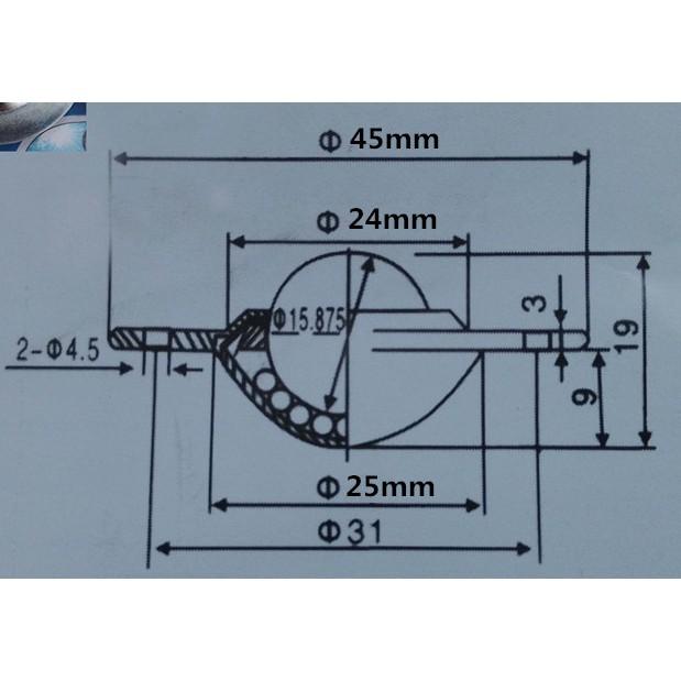 ►1869◄5/8英吋 鋼球 小飛碟 外徑45mm 萬向輪 小牛眼 萬向球 滾珠輪 飛碟輪 牛眼輪 全向輪-細節圖2