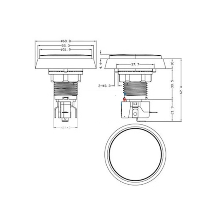►2114-2118◄60mm 大型圓型按鈕 遊戲機帶燈按鍵 自復位按鈕開關 搶答按鈕 紅 黃 綠 藍 白-細節圖4
