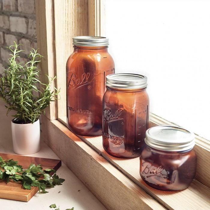 Ball® 64oz 寬口琥珀 Half Gallon Wide Mouth Mason Jar Amber 梅森密封罐-細節圖2