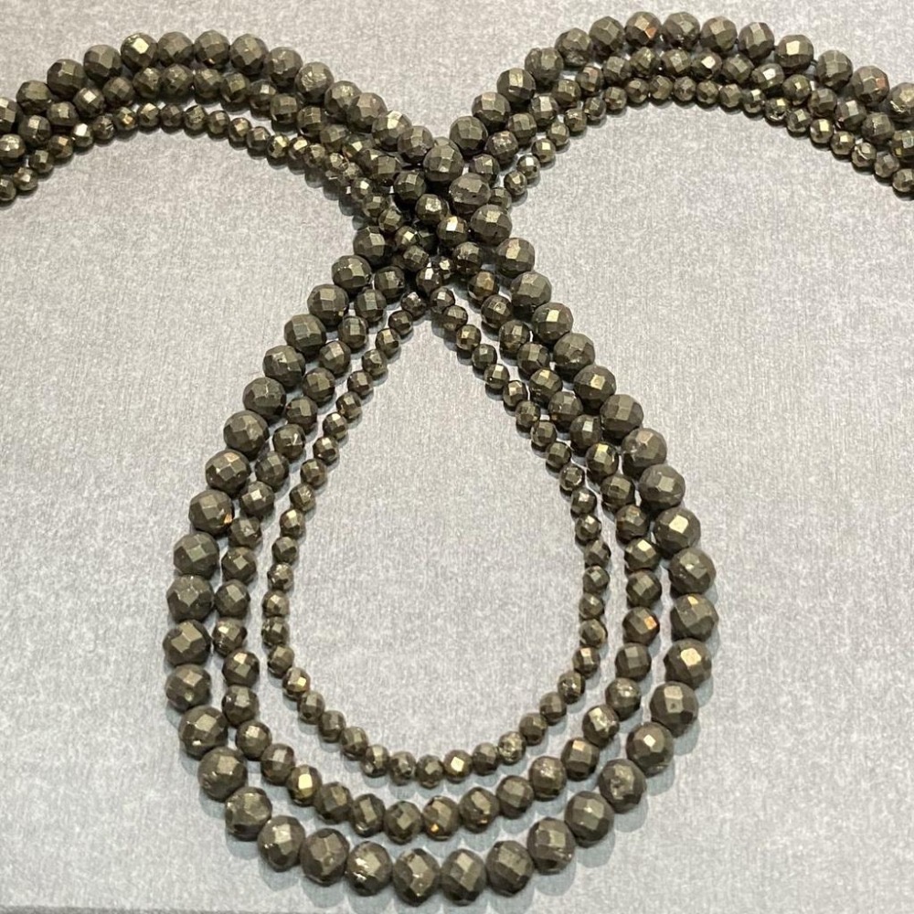 約 2mm 3mm 4mm 黃銅礦切面串珠 切面刻面圓珠 半成品DIY手作 項鍊手鍊耳環材料 天然石手作材料 單條隨機-細節圖4