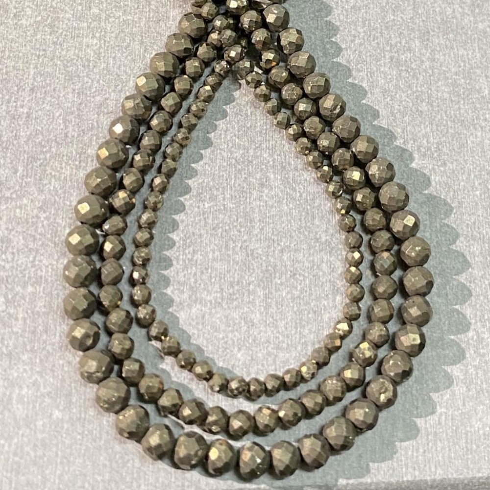 約 2mm 3mm 4mm 黃銅礦切面串珠 切面刻面圓珠 半成品DIY手作 項鍊手鍊耳環材料 天然石手作材料 單條隨機-細節圖5