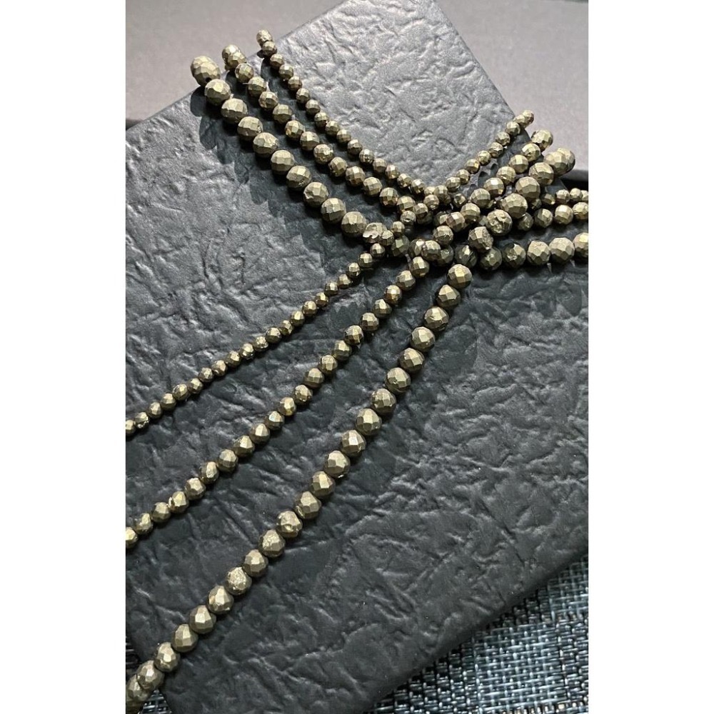 約 2mm 3mm 4mm 黃銅礦切面串珠 切面刻面圓珠 半成品DIY手作 項鍊手鍊耳環材料 天然石手作材料 單條隨機-細節圖6