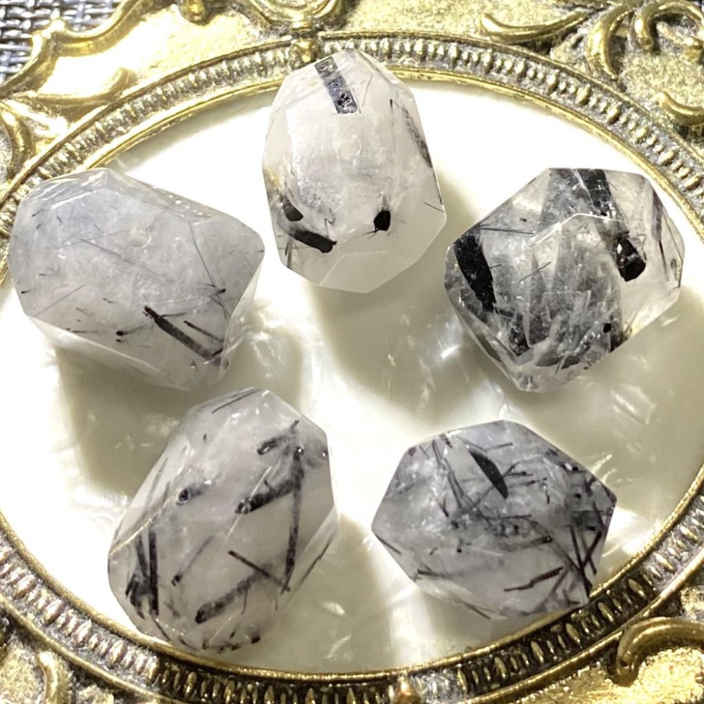 天然黑髮晶隨形切面珠 橫孔 切面不規則 切角隨形珠 適合DIY手作 天然石手作材料 單個隨機出貨-細節圖3