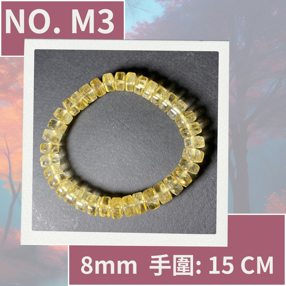8mm黃水晶手鍊 黃水晶手珠 車輪珠手鍊 單條 實物拍攝-細節圖3