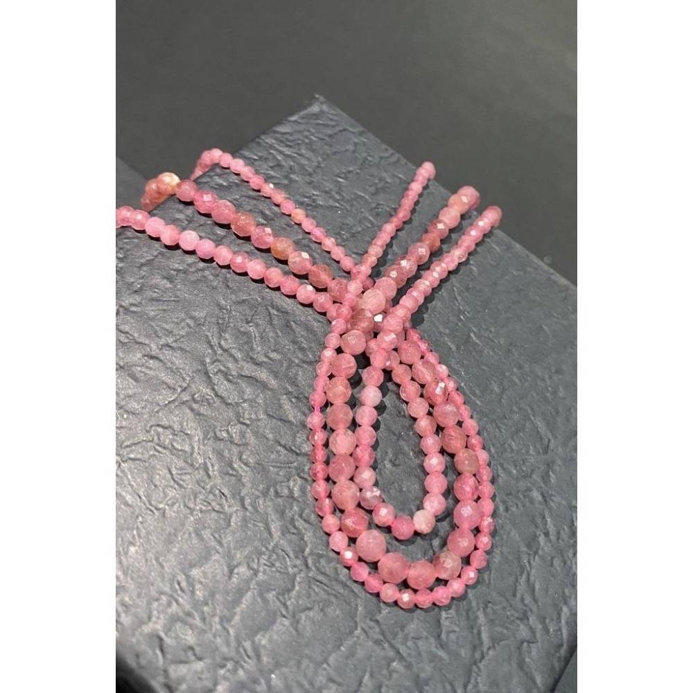 約 2mm 3mm 4mm 紅碧璽切面串珠 切面刻面圓珠 半成品DIY手作 項鍊手鍊耳環材料 手作材料 單條隨機出貨-細節圖2