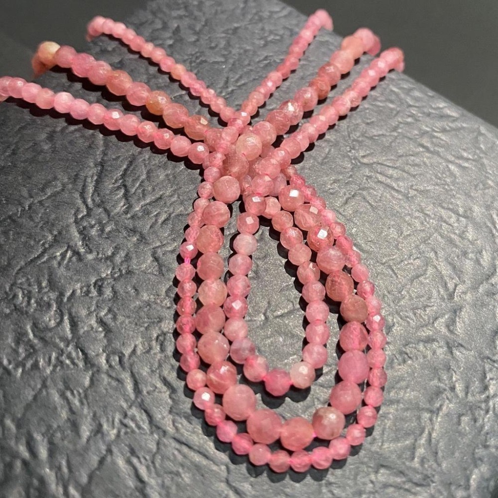 約 2mm 3mm 4mm 紅碧璽切面串珠 切面刻面圓珠 半成品DIY手作 項鍊手鍊耳環材料 手作材料 單條隨機出貨-細節圖3