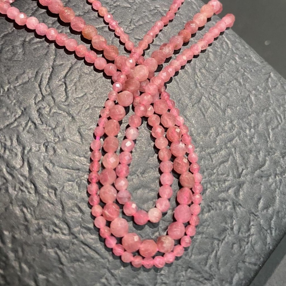 約 2mm 3mm 4mm 紅碧璽切面串珠 切面刻面圓珠 半成品DIY手作 項鍊手鍊耳環材料 手作材料 單條隨機出貨-細節圖4