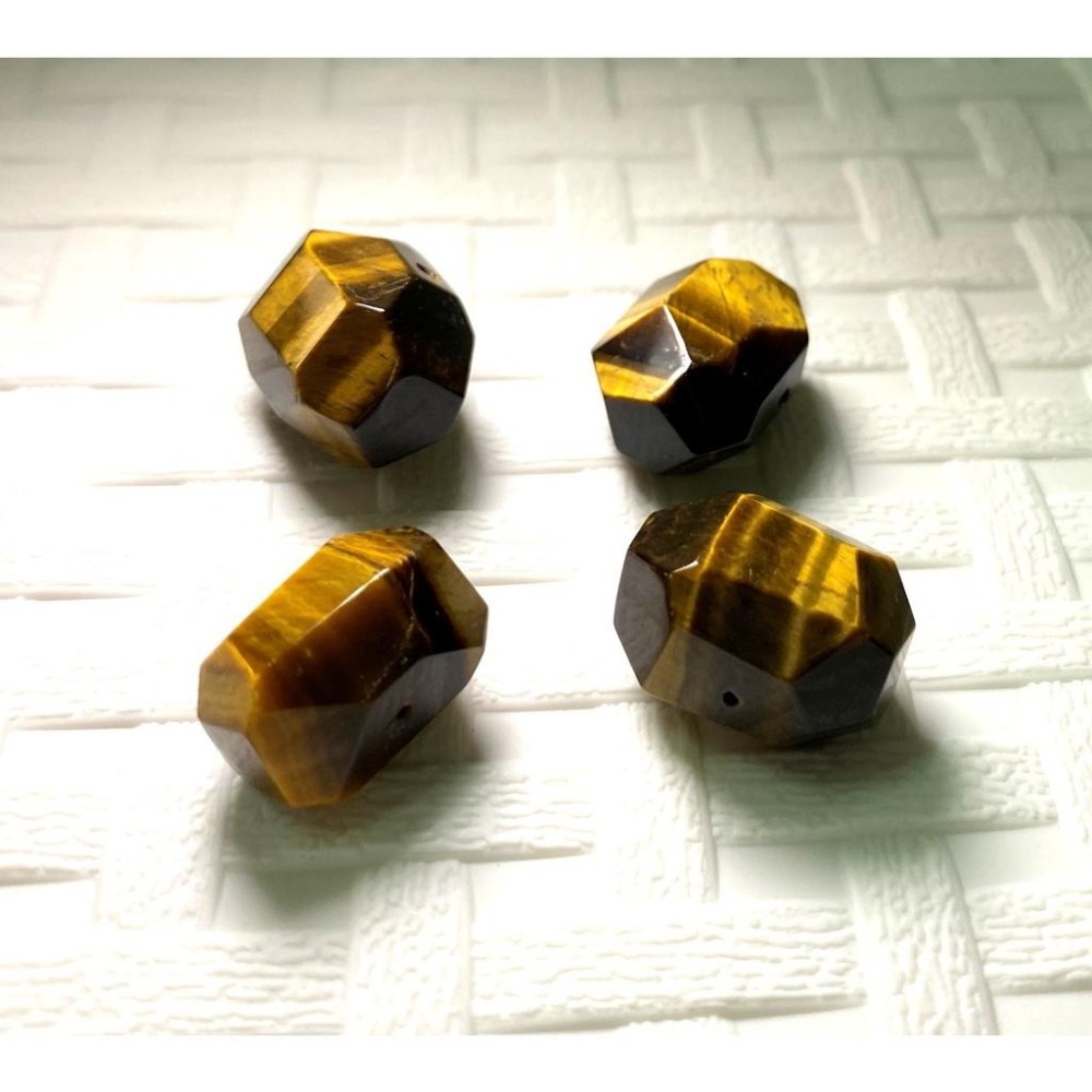 天然虎眼石隨形切面珠 橫孔 適合DIY手作 天然石手作材料 單個隨機出貨-細節圖2