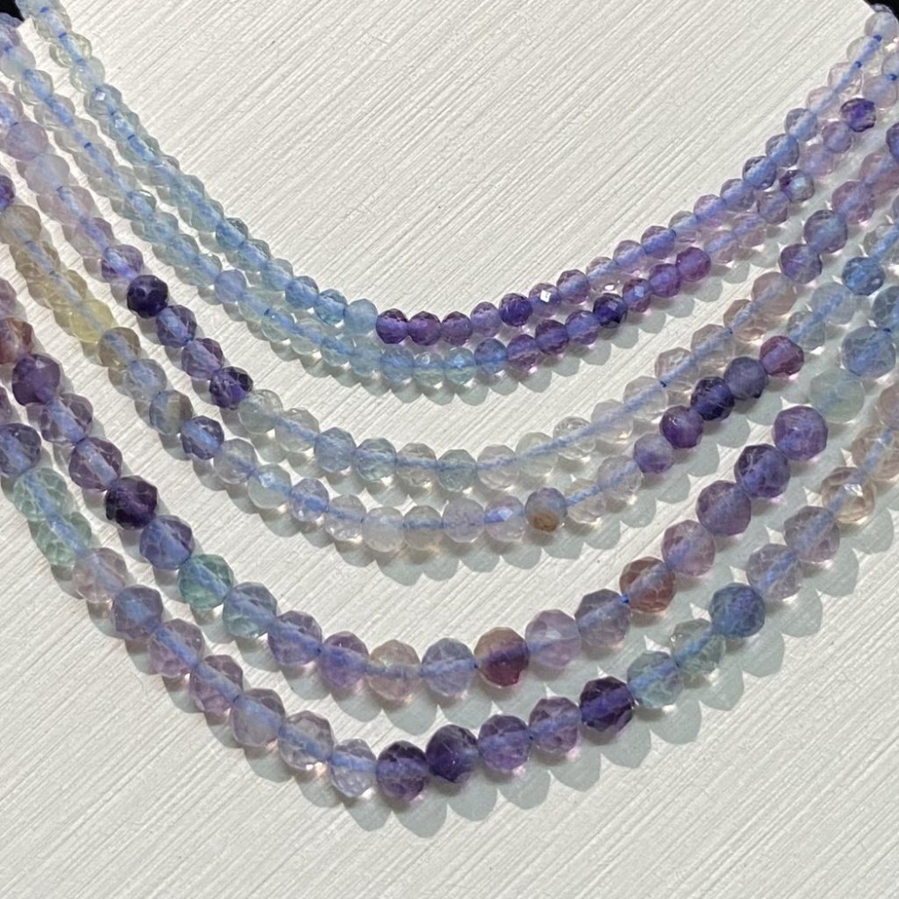 約2mm 3mm 4mm 藍紫螢石切面串珠 切面刻面圓珠 半成品DIY手作 項鍊手鍊耳環材料 天然石手作材料 單條隨機-細節圖3