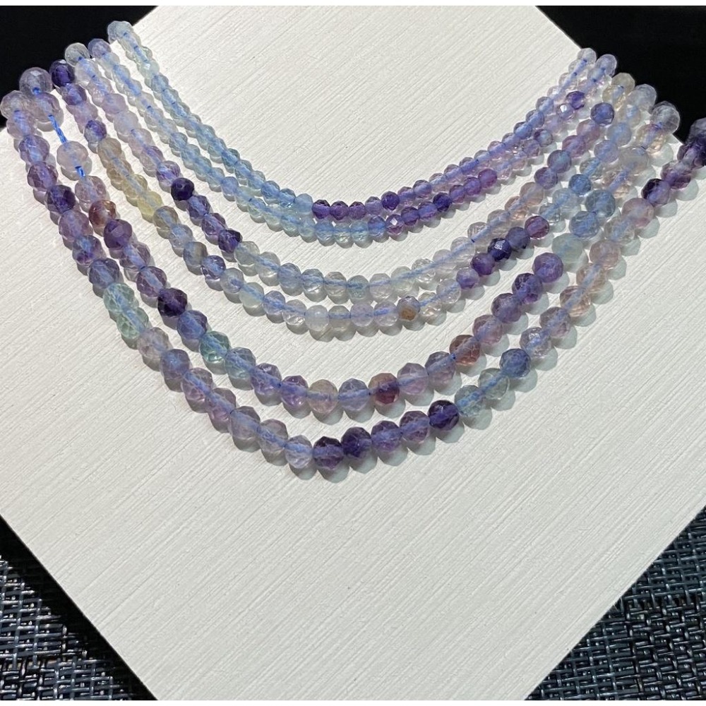 約2mm 3mm 4mm 藍紫螢石切面串珠 切面刻面圓珠 半成品DIY手作 項鍊手鍊耳環材料 天然石手作材料 單條隨機-細節圖4