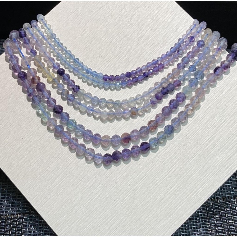 約2mm 3mm 4mm 藍紫螢石切面串珠 切面刻面圓珠 半成品DIY手作 項鍊手鍊耳環材料 天然石手作材料 單條隨機-細節圖5