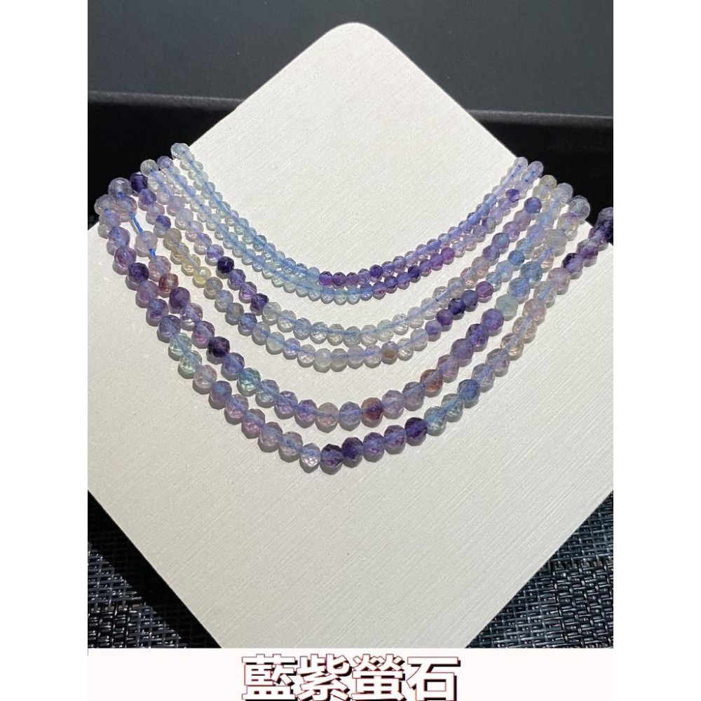 約2mm 3mm 4mm 藍紫螢石切面串珠 切面刻面圓珠 半成品DIY手作 項鍊手鍊耳環材料 天然石手作材料 單條隨機-細節圖6