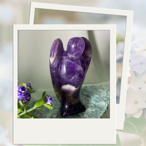 天然紫水晶天使雕件 水晶雕件 大天使水晶提升靈性 高75mm寬46mm厚25mm 現貨實品拍攝 XL1