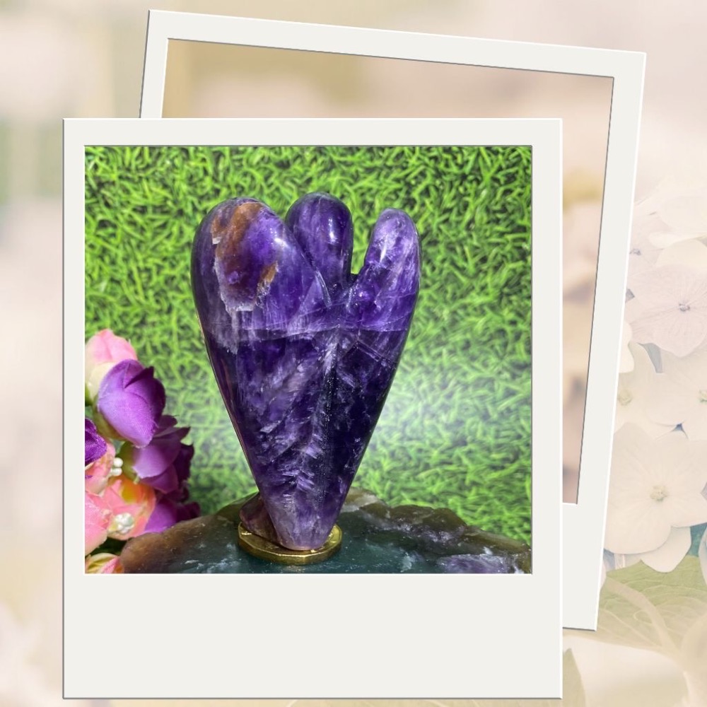 天然紫水晶天使雕件 水晶雕件 大天使水晶提升靈性 高76mm寬50mm厚21mm 實品拍攝 M5-細節圖6