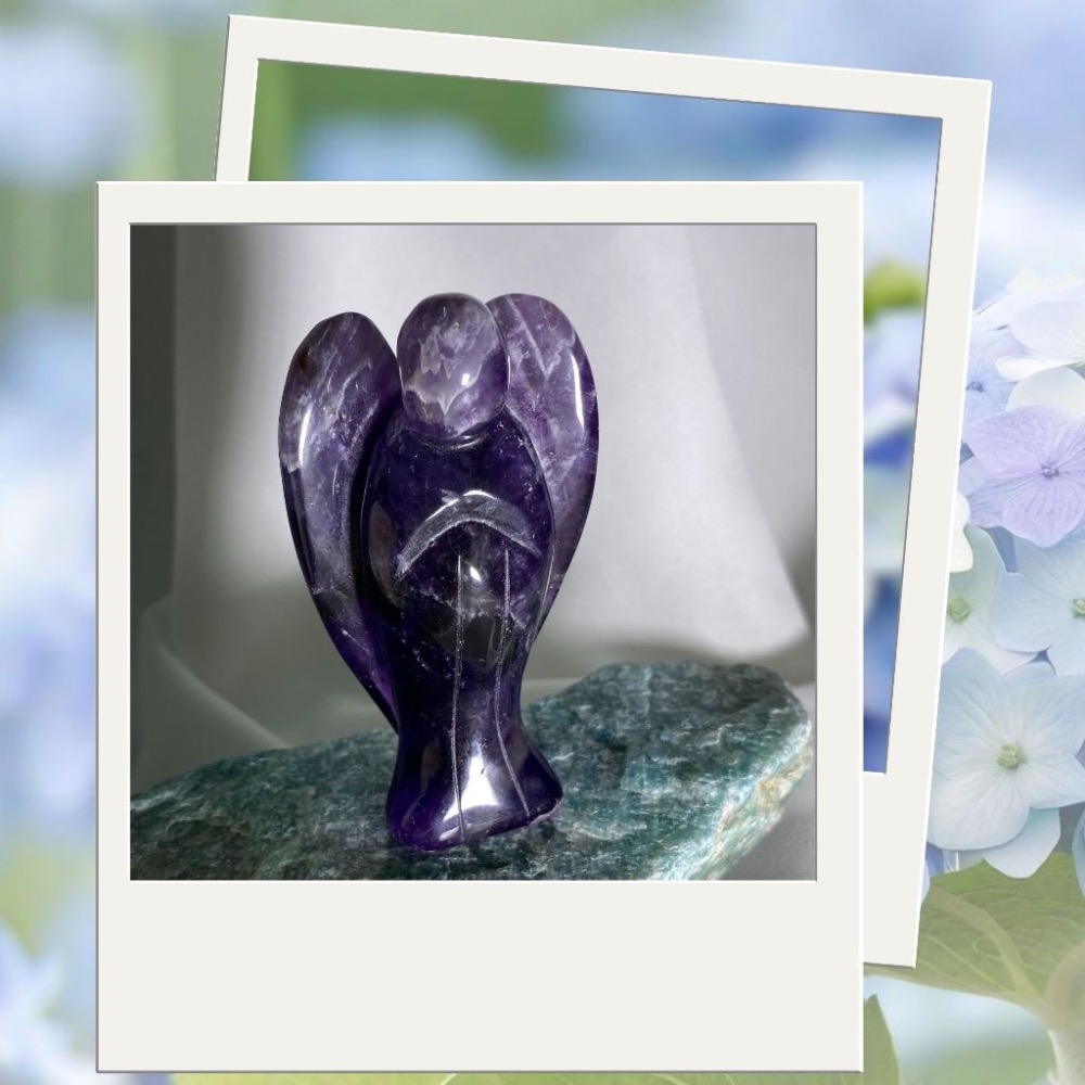 天然紫水晶天使雕件 水晶雕件 大天使水晶提升靈性 高74mm寬44mm厚23mm 現貨實品拍攝 XL2-細節圖2
