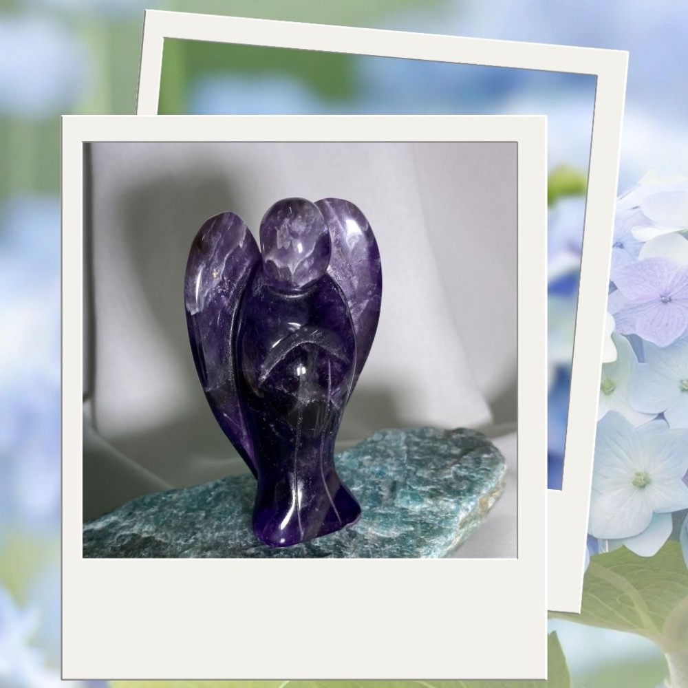 天然紫水晶天使雕件 水晶雕件 大天使水晶提升靈性 高74mm寬44mm厚23mm 現貨實品拍攝 XL2-細節圖3