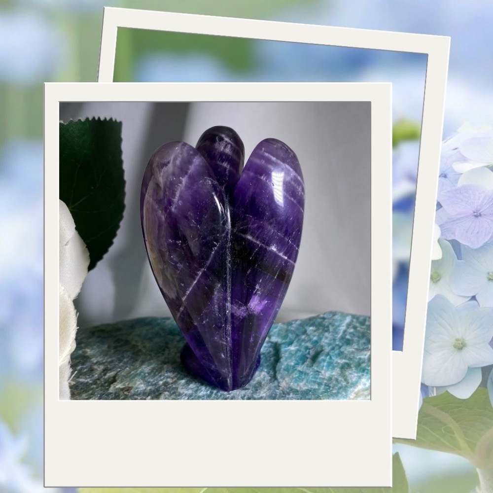 天然紫水晶天使雕件 水晶雕件 大天使水晶提升靈性 高74mm寬44mm厚23mm 現貨實品拍攝 XL2-細節圖4