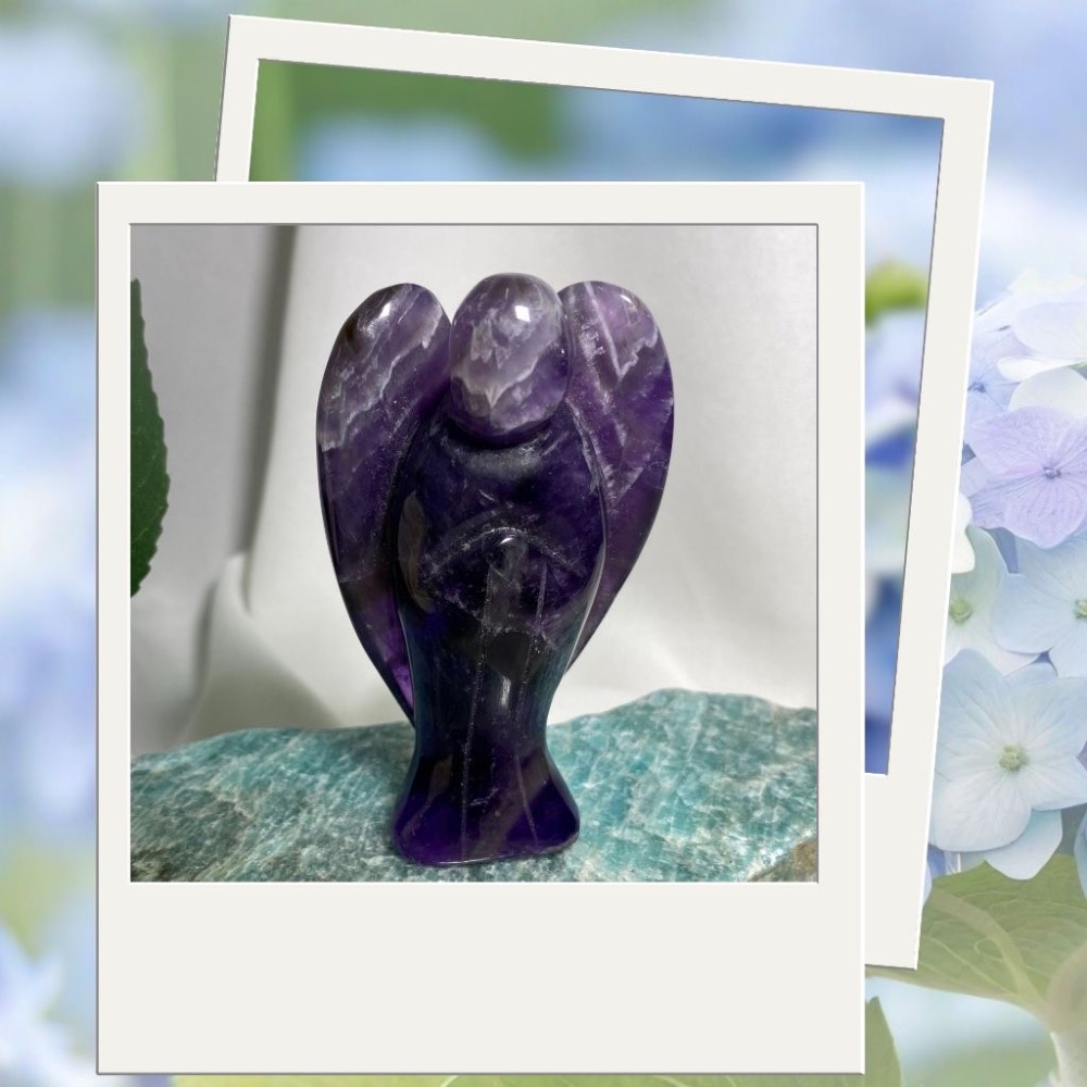 天然紫水晶天使雕件 水晶雕件 大天使水晶提升靈性 高74mm寬44mm厚23mm 現貨實品拍攝 XL2-細節圖5