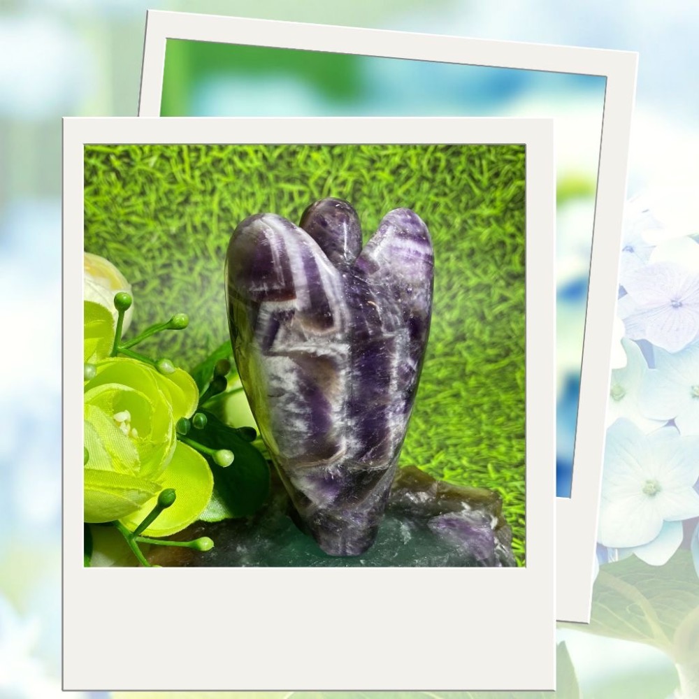 天然紫水晶天使雕件 水晶雕件 大天使水晶提升靈性 高77mm寬45mm厚24mm 實品拍攝 M4-細節圖4
