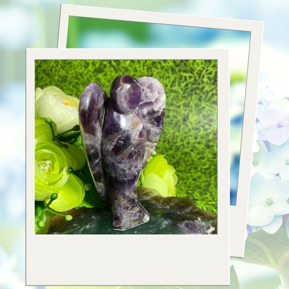 天然紫水晶天使雕件 水晶雕件 大天使水晶提升靈性 高77mm寬45mm厚24mm 實品拍攝 M4-細節圖5
