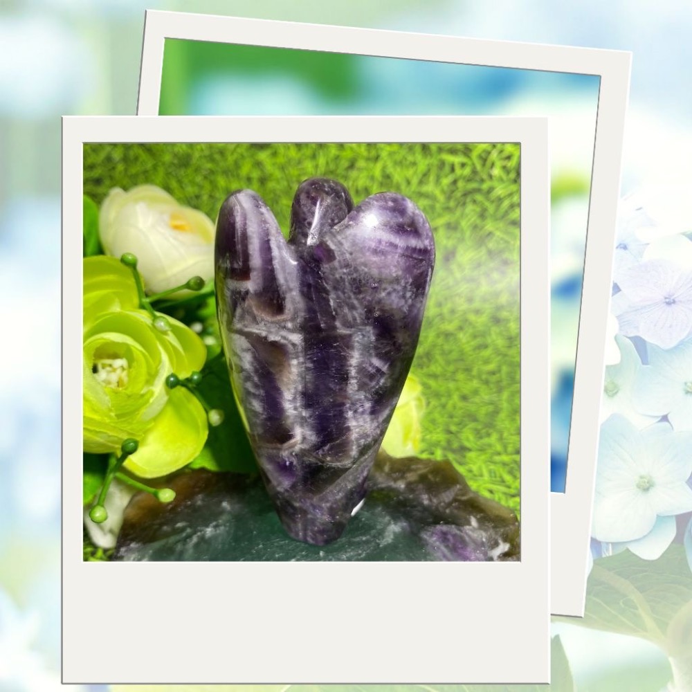 天然紫水晶天使雕件 水晶雕件 大天使水晶提升靈性 高77mm寬45mm厚24mm 實品拍攝 M4-細節圖6
